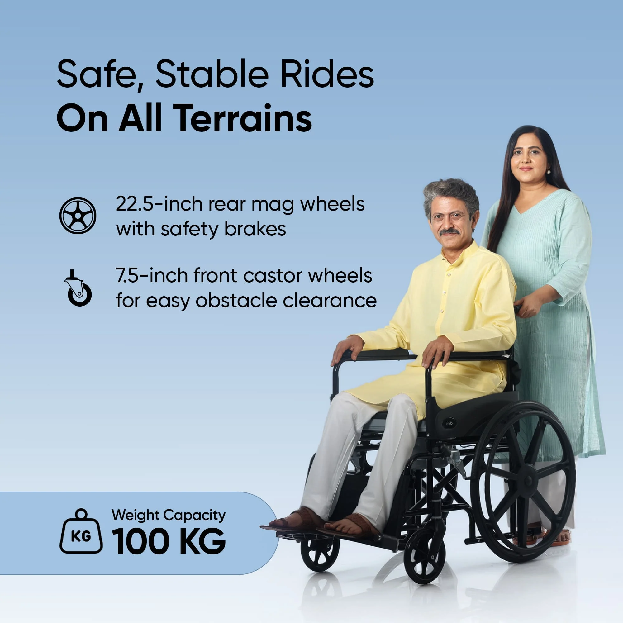 Frido 2 in 1 Foldable Wheelchair for Regular and Commode Use(FSC101) - Image 5