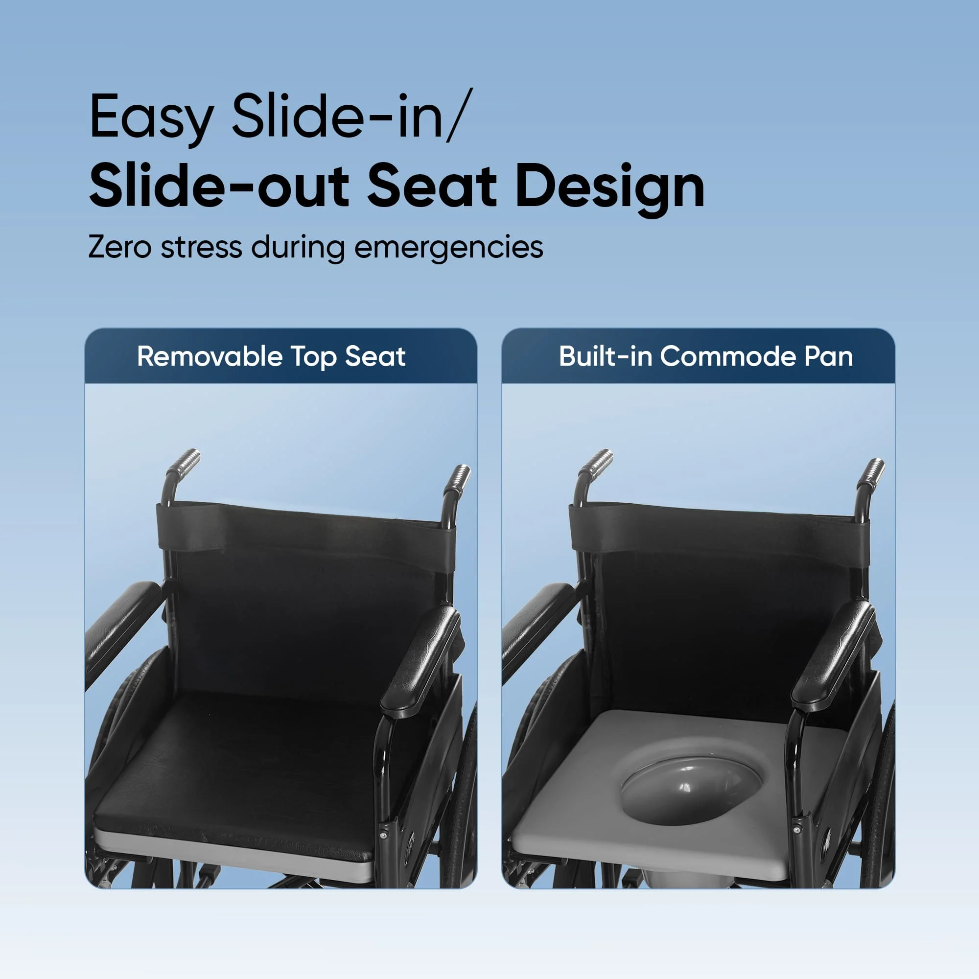 Frido 2 in 1 Foldable Wheelchair for Regular and Commode Use(FSC101) - Image 6