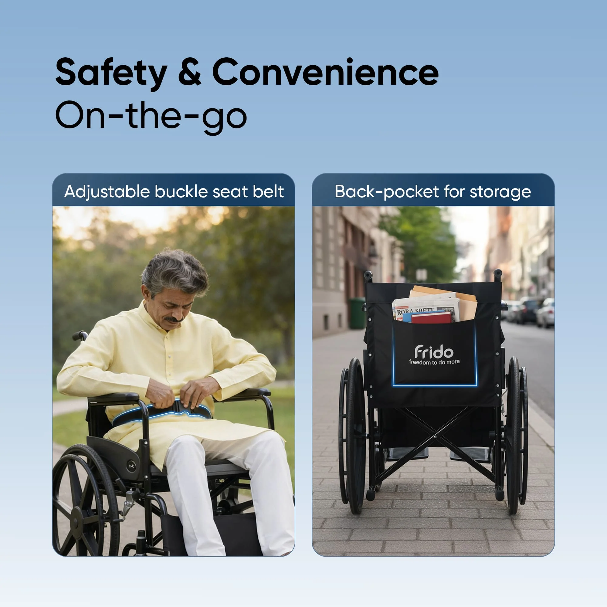 Frido 2 in 1 Foldable Wheelchair for Regular and Commode Use(FSC101) - Image 7