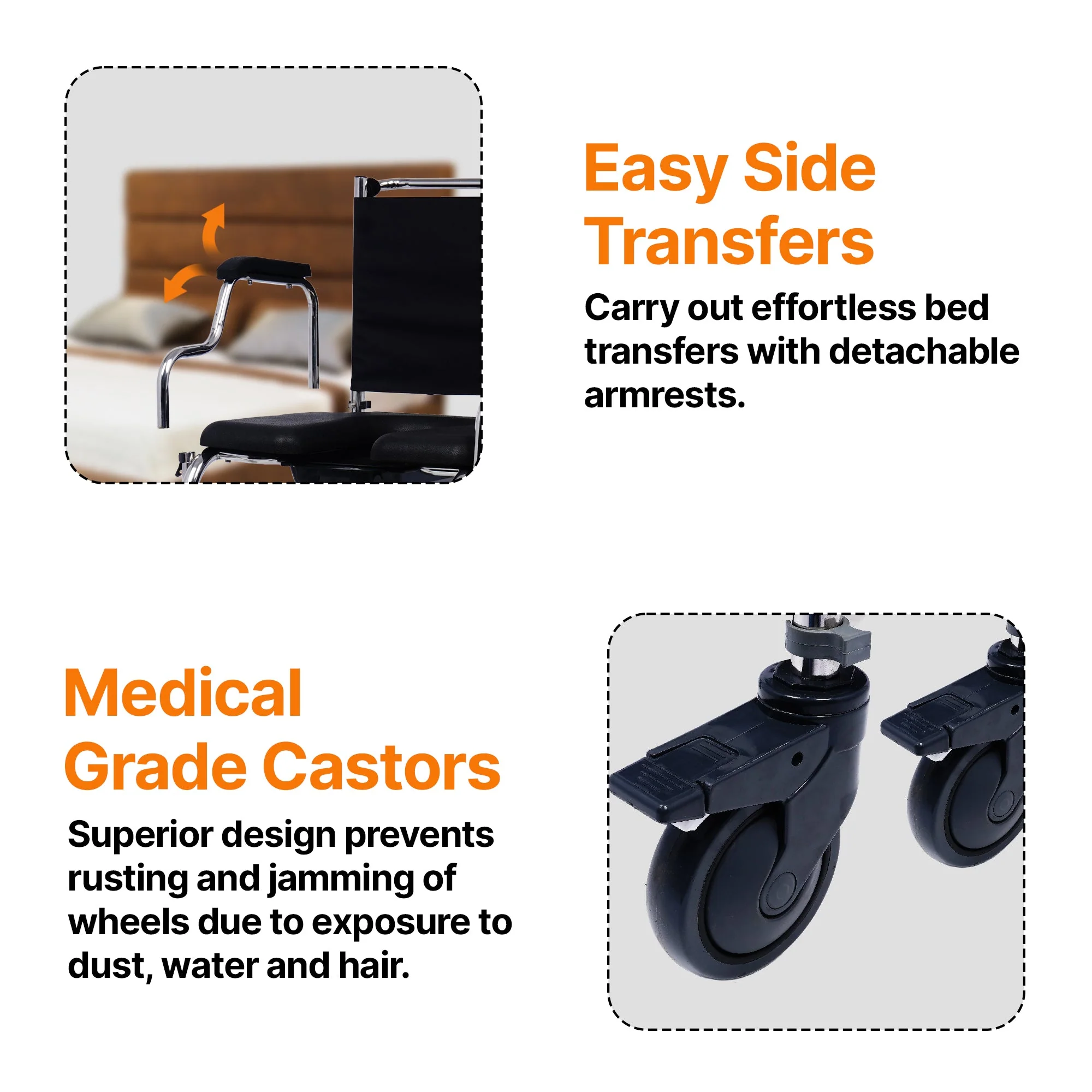 Mobility SAC100 | Multipurpose Shower Commode Wheelchair - Image 5