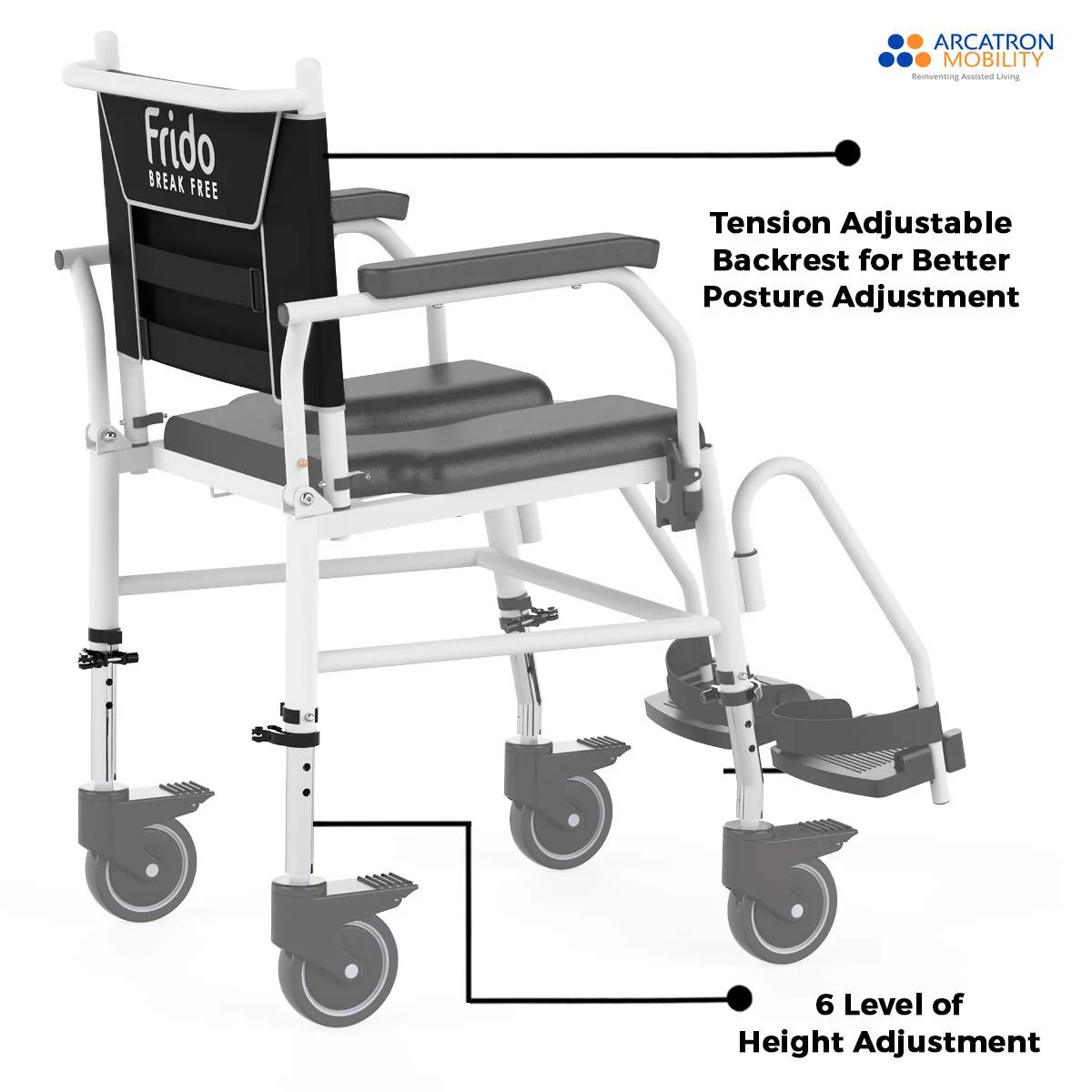 Prime FPA007 | Attendant Propelled Shower Commode Wheelchair - Image 3