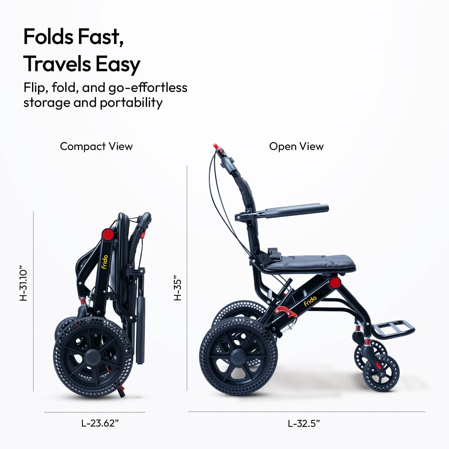Frido Foldable Travel Wheelchair - Image 12