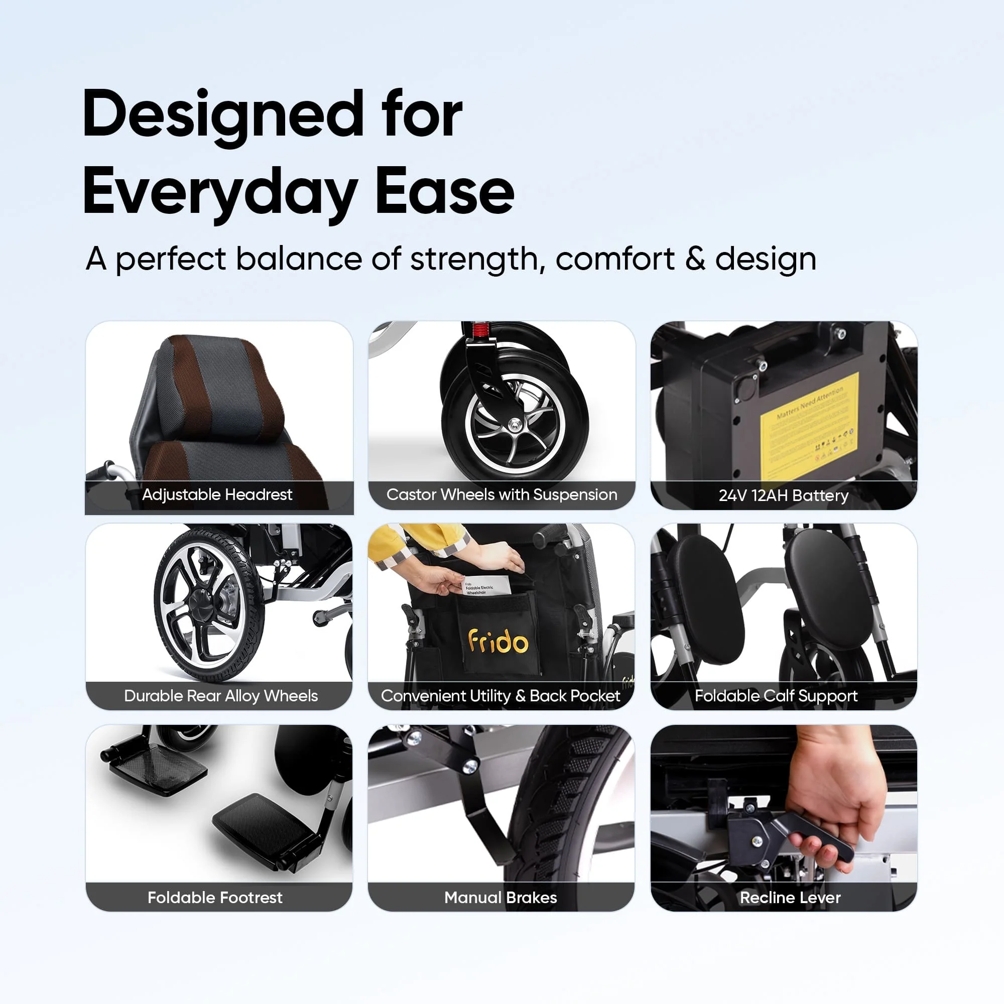 Frido Heavy Duty Recliner Electric Wheelchair - Image 7